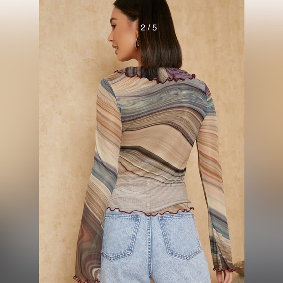 Marble print mesh blouse BRAT - Picture 2 of 5